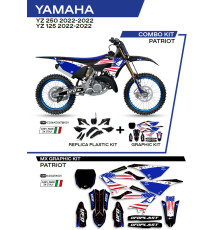 Набір пластику UFO yakit324001 плюс набір наклейок YAMAHA yz 125/250 '22 в комплекті передня панель (ya04860) та накладки на амортизатори (ya04814) patriot black - роз