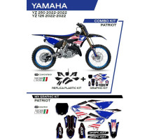 Набір пластику UFO yakit324001 плюс набір наклейок YAMAHA yz 125/250 '22 в комплекті передня панель (ya04860) та накладки на амортизатори (ya04814) patriot black - роз