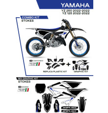 Набір пластикових обвісів yakit324001 плюс набір наклейок (стікерів) YAMAHA yz 125/250 '22 в комплекті передня панель (ya04860) та накладки на амортизатори (ya04814) stokes black - роз
