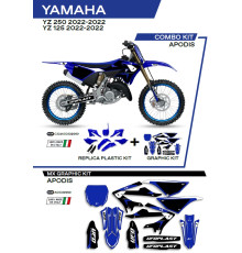 Набір пластику UFO yakit324999 плюс набір наклейок YAMAHA yz 125/250 '22 в комплекті передня панель (ya04860) та накладки на амортизатори (ya04814) apodis колір oem (білий/блакитний) - роз