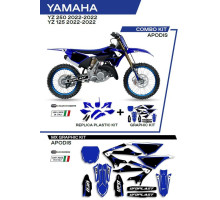 Набір пластику UFO yakit324999 плюс набір наклейок YAMAHA yz 125/250 '22 в комплекті передня панель (ya04860) та накладки на амортизатори (ya04814) apodis колір oem (білий/блакитний) - роз