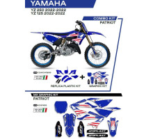 Набір пластику UFO yakit324999 плюс набір наклейок YAMAHA yz 125/250 '22 в комплекті передня панель (ya04860) та накладки на амортизатори (ya04814) колір patriot oem (білий/блакитний) - роз