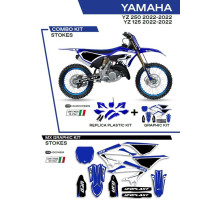Набір пластику UFO yakit324999 плюс набір наклейок YAMAHA yz 125/250 '22 в комплекті передня панель (ya04860) та накладки на амортизатори (ya04814) колір stokes oem (синій/чорний/білий) - роз