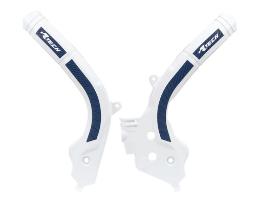 Racetech (rtech) захист рами (комплект) біматеріал super grip husqvarna tc 125 '16-21, tc 250 '17-21, te/fe/tx/fx 125-501 '17-21, fc 250/350/450 '16-21, fs 450 '17-21 колір білий синій