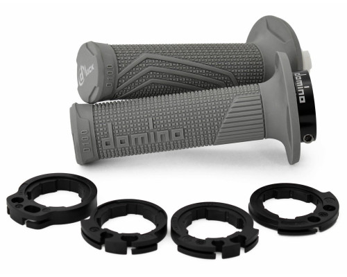 Domino off road d-lock grip (з адаптерами для фаркопів - ktm, husqvarna, gasgas, HONDA, kawasaki, suzuki, YAMAHA) колір сірий