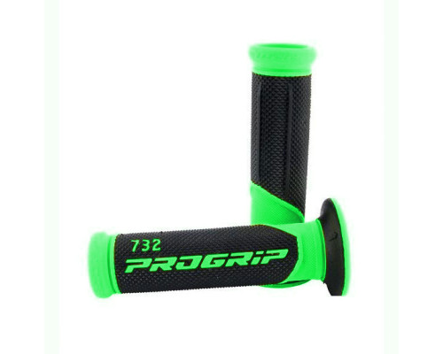 Ручка progrip pg732 road (22+25мм, довжина 125мм) fluoресцентна зелена/чорна (двокомпонентна) (732-295) (pg732/10)