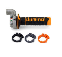 Domino rolgaz в комплекті з позашляховими ручками ktm/husqvarna/gasgas 4t (срібний корпус) колір чорний/помаранчевий