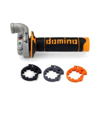 Domino rolgaz в комплекті з позашляховими ручками ktm/husqvarna/gasgas 4t (срібний корпус) колір чорний/помаранчевий