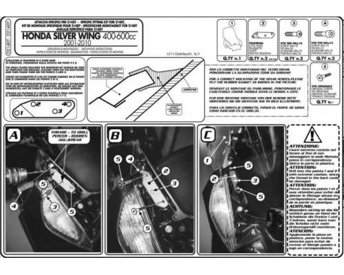 Кріплення лобового скла kappa 214dt HONDA silverwing 400-600ccm (01-10)