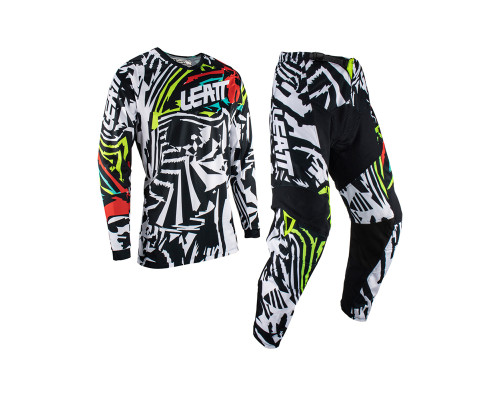 Комплект leatt (2023) (комплект) сорочка + штани moto ride kit 3.5 зебра колір білий/чорний/червоний розмір xxl