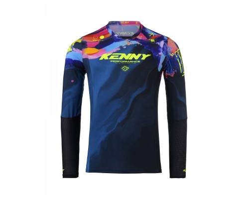 Футболка kenny racing cross/enduro performance brush колір синій/жовтий/червоний розмір s
