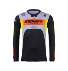Футболка kenny racing модель cross/enduro трек фокус сірий колір чорний/сірий/жовтий/червоний розмір l