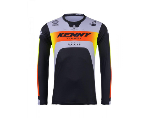 Футболка kenny racing модель cross/enduro трек фокус сірий колір чорний/сірий/жовтий/червоний розмір m