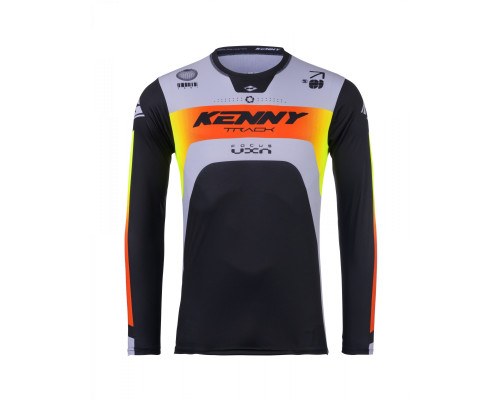 Футболка kenny racing модель cross/enduro трек фокус сірий колір чорний/сірий/жовтий/червоний розмір xl