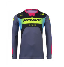Футболка kenny racing модель cross/enduro track focus neon колір чорний/сірий/жовтий/рожевий розмір l