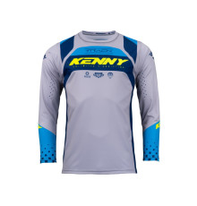 Футболка kenny racing модель cross/enduro трек дитяча/юніор темно-синя/неон жовтий колір синій/сірий/жовтий розмір xs