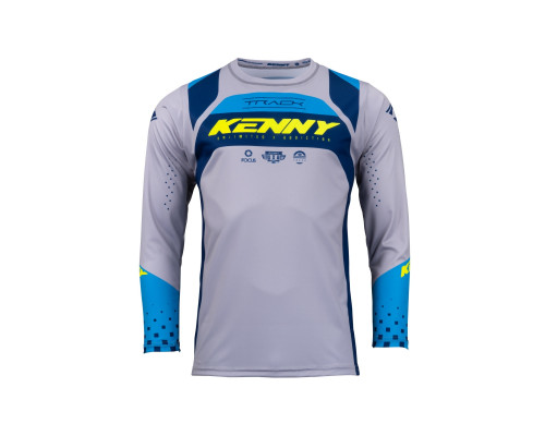 Футболка kenny racing модель cross/enduro трек дитяча/юніор темно-синя/неон жовтий колір синій/сірий/жовтий розмір xs