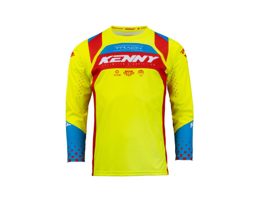 Футболка kenny racing модель cross/enduro трек дитяча/юніор неон жовтий/червоний колір червоний/жовтий/білий розмір xxxxs