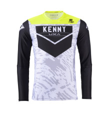 Kenny racing футболка для crossу/enduro performance stone white колір сірий/чорний/жовтий розмір s