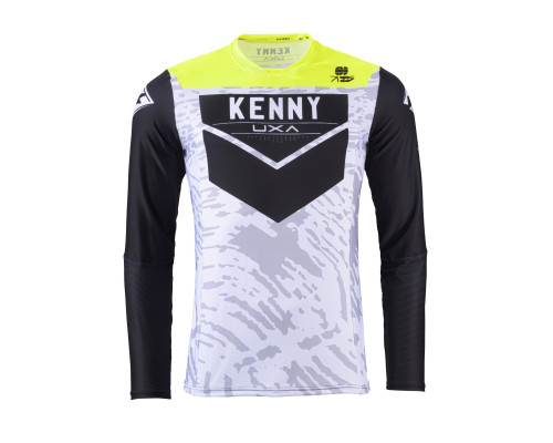 Kenny racing футболка crossс/enduro performance stone white колір сірий/чорний/жовтий розмір xxl
