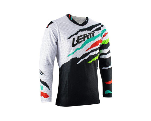 Leatt (2023) moto 5.5 ultraweld jersey tiger колір білий/чорний/зелений/червоний розмір xl