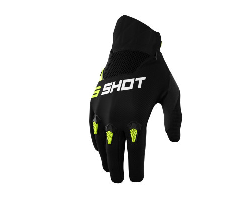 Shot racing (2022) junior devo kid neon жовтий moto gloves колір чорний/жовтий neon розмір 6/7