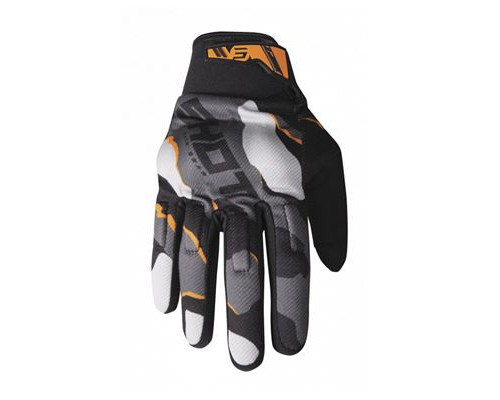 Shot racing cross/enduro gloves drift camo neon orange колір чорний/сірий/помаранчевий flow розмір 9