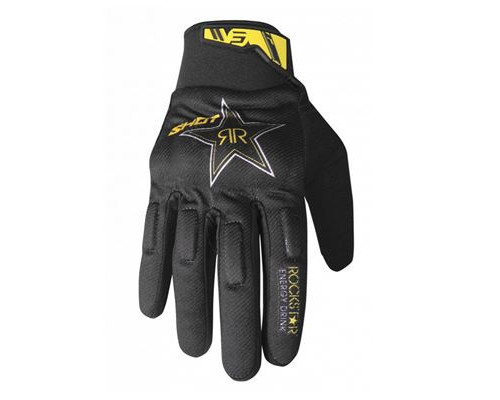 Shot racing cross/enduro gloves drift spider rockstar колір чорний/жовтий розмір 8