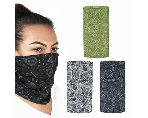 Наший мультифункціональний oxford вітрозахивний comfy paisley 3 шт. в упаковці колір сірий/зелений/чорний