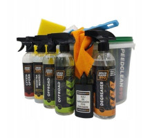 Speedclean 890 bike wash kit (знежирювальник 500 мл + 2x offroad 500 мл + чиста шина 500 мл + вологий віск 500 мл + масло ланцюг з воском 100 мл + щітка + губка + тканина + відро)