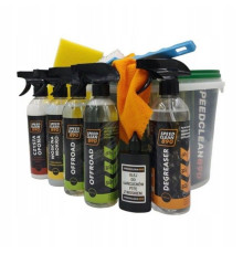 Speedclean 890 bike wash kit (знежирювальник 500 мл + 2x offroad 500 мл + чиста шина 500 мл + вологий віск 500 мл + масло ланцюг з воском 100 мл + щітка + губка + тканина + відро)