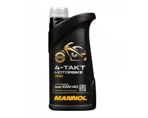 Mannol engine oil 4t motorbike 10w40 1l ester + ma2 synthetic (7812) (20) (api sn)
