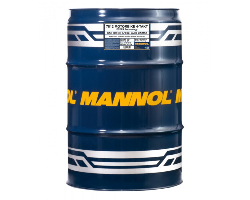 Mannol motor oil 4t motorbike 10w40 208l barrel ester + ma2 synthetic (7812) (api sn)