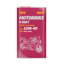 Mannol motor oil 4t motorbike 10w40 4l ester + ma2 synthetic - metal can (7812) (4) (api sn)