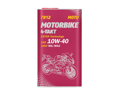 Mannol motor oil 4t motorbike 10w40 4l ester + ma2 synthetic - metal can (7812) (4) (api sn)