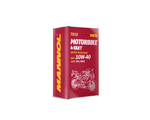 Mannol motor oil 4t motorbike 10w40 4l ester + ma2 synthetic - metal can (7812) (4) (api sn)