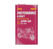 Mannol motor oil 4t motorbike 10w40 4l ester + ma2 synthetic - metal can (7812) (4) (api sn)