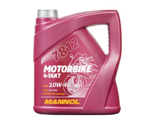 Mannol engine oil 4t motorbike 10w40 4l ester + ma2 synthetic (7812) (api sn)