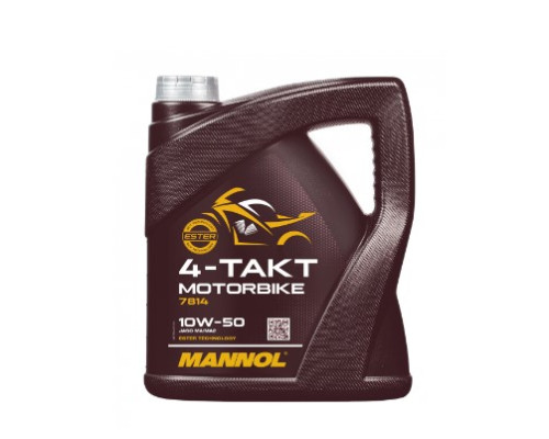 Mannol motor oil 4t motorbike 10w50 4l synthetic ester technology (jaso ma/ma2) (7814) (20)