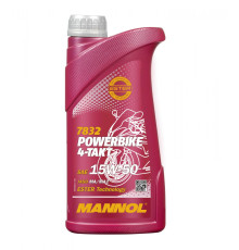 Mannol engine oil 4t motorbike 15w50 1l ester + ma2 semi-synthetic (7832) (20)