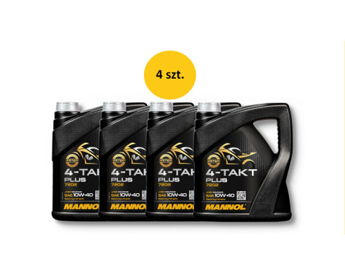 Mannol engine oil 4t plus 10w40 4l (api sl, jaso ma/ma2) semisynthetic (7202) (20) - коробка по 4 штуки (пакет)