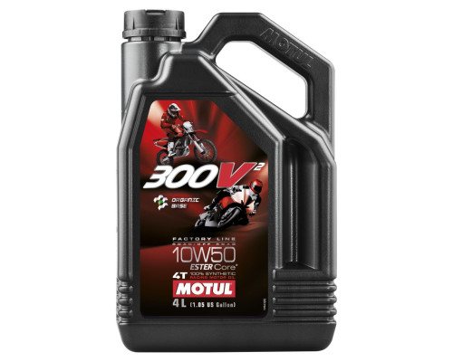 Motul engine oil 300v2 4t fl road / off road factory line racing 10w50 4l (синтетичне)