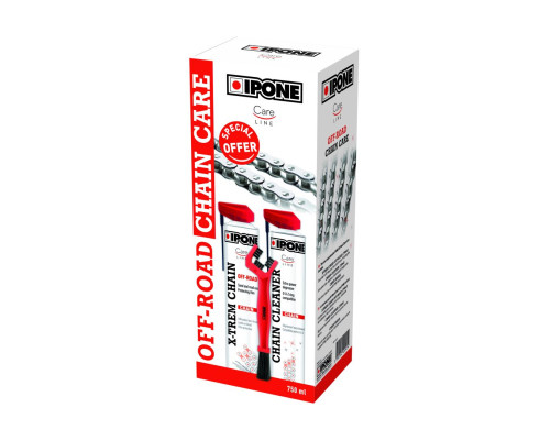 Ipone off road chain care набір для очищення та змащення ланцюг (2 x 750 мл) зі щіткою (careline) (akc) (4)