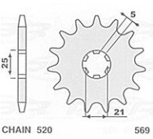 Передня зірочка 569 14 YAMAHA yz 250 '77-'98, yfz 350 banshee '89-'06 kawasaki kx 250 '87-'96, kx 500 '87-'04, xv 250 '89-'15 (jtf569.14) -