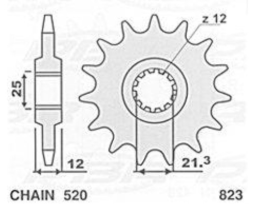 Передня зірочка 823 15 husqvarna 125/240/250/350/400/430/500 '83-'89, husaberg fc/fe 350 '96-'01, fc/fe 400 '96-'03, fe 501 '96-'01, fe 600 '96-'01 (ланцюг 5 20) (jtf823.15) -