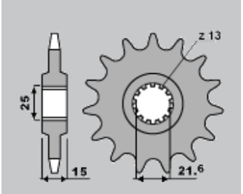 Зірочка передня (a4254023140) 2082/14т. kawasaki zx-6r '95-'97, triumph daytona / speed four 600 '03-'04, tt 600 '00-'03 -