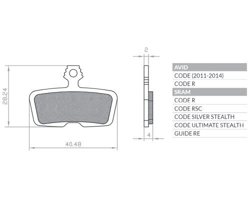 BRENTA BIKE ORGANIC ВЕЛОСИПЕДНІ ГАЛЬМІВНІ КОЛОДКИ MTB / SZOSA P??METALICZNE PASUJE DO AVID CODE (2011-2014) CODE R, SRAM CODE RSC / R (2017), GUIDE RE BR123