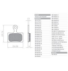 BRENTA BIKE МЕТАЛЕВІ ВЕЛОСИПЕДНІ ГАЛЬМІВНІ КОЛОДКИ PASUJE DO SHIMANO DURA ACE BR-R9170, ULTEGRA BR-R8070, XTR BR-M9100, BR-RS805, BR-RS505, BR-RS405, BR-RS305