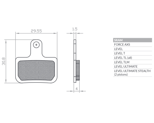 BRENTA BIKE МЕТАЛЕВІ ВЕЛОСИПЕДНІ ГАЛЬМІВНІ КОЛОДКИ PASUJE DO SRAM LEVEL T, LEVEL TL, TLM ULTIMATE (2019-), FORCE AXS