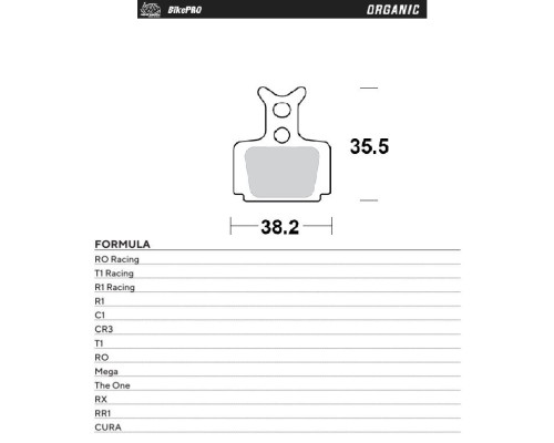 MOTO-MASTER BIKE PRO ORGANIC ВЕЛОСИПЕДНІ ГАЛЬМІВНІ КОЛОДКИ PASUJE DO FORMULA CURA, RO RACING, T1 RACING, R1 RACING, R1, C1, CR3, T1, RO, MEGA, THE ONE, RX, RR1